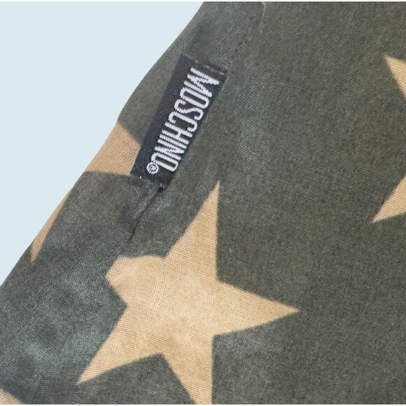 MOSCHINO Jeans Army Green Tan Star Full Button Top Blouse Size Small - Picture 7 of 8
